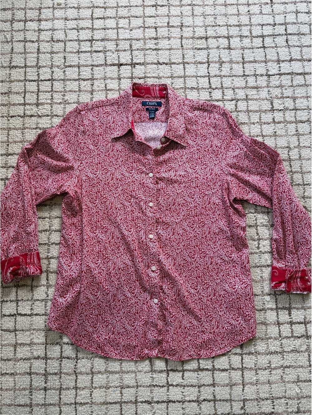 Women’s Chaps Western Floral Boho rodeo Red Paisley Button long sleeve